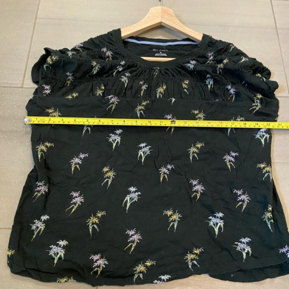 Anthropologie Pilcro Black Top with Subtle Floral Accents